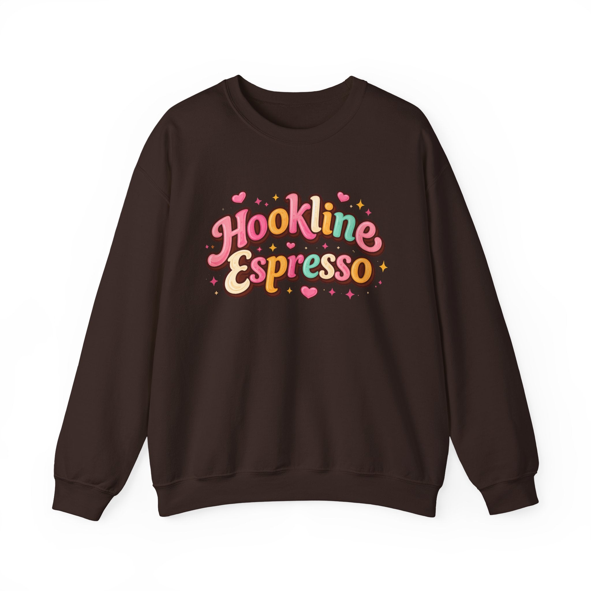Hookline Espresso Crewneck Sweatshirt — Cute Retro Coffee Graphic