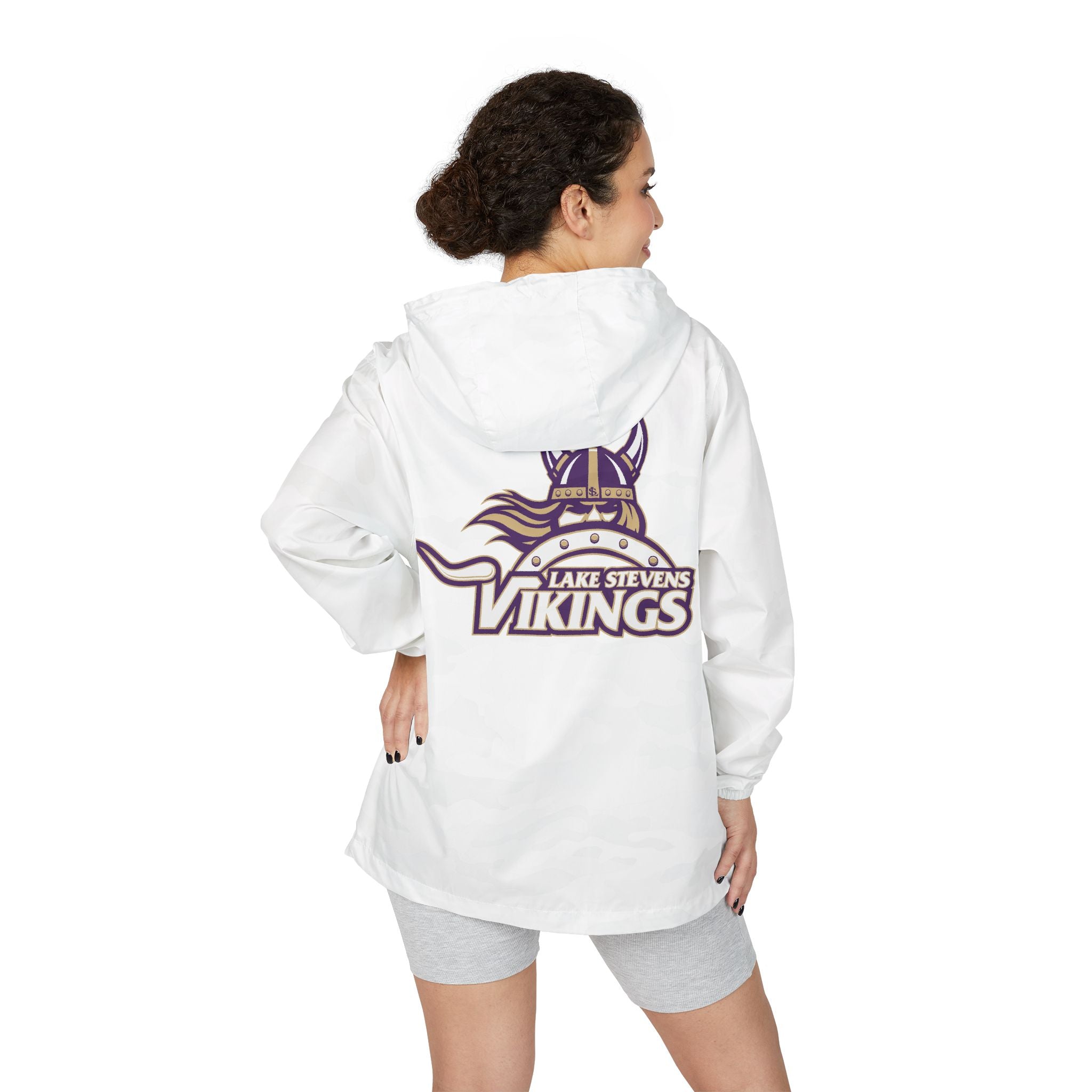 Vikings Logo Windbreaker Jacket — Lake Stevens Team Hoodie-Style Windbreaker