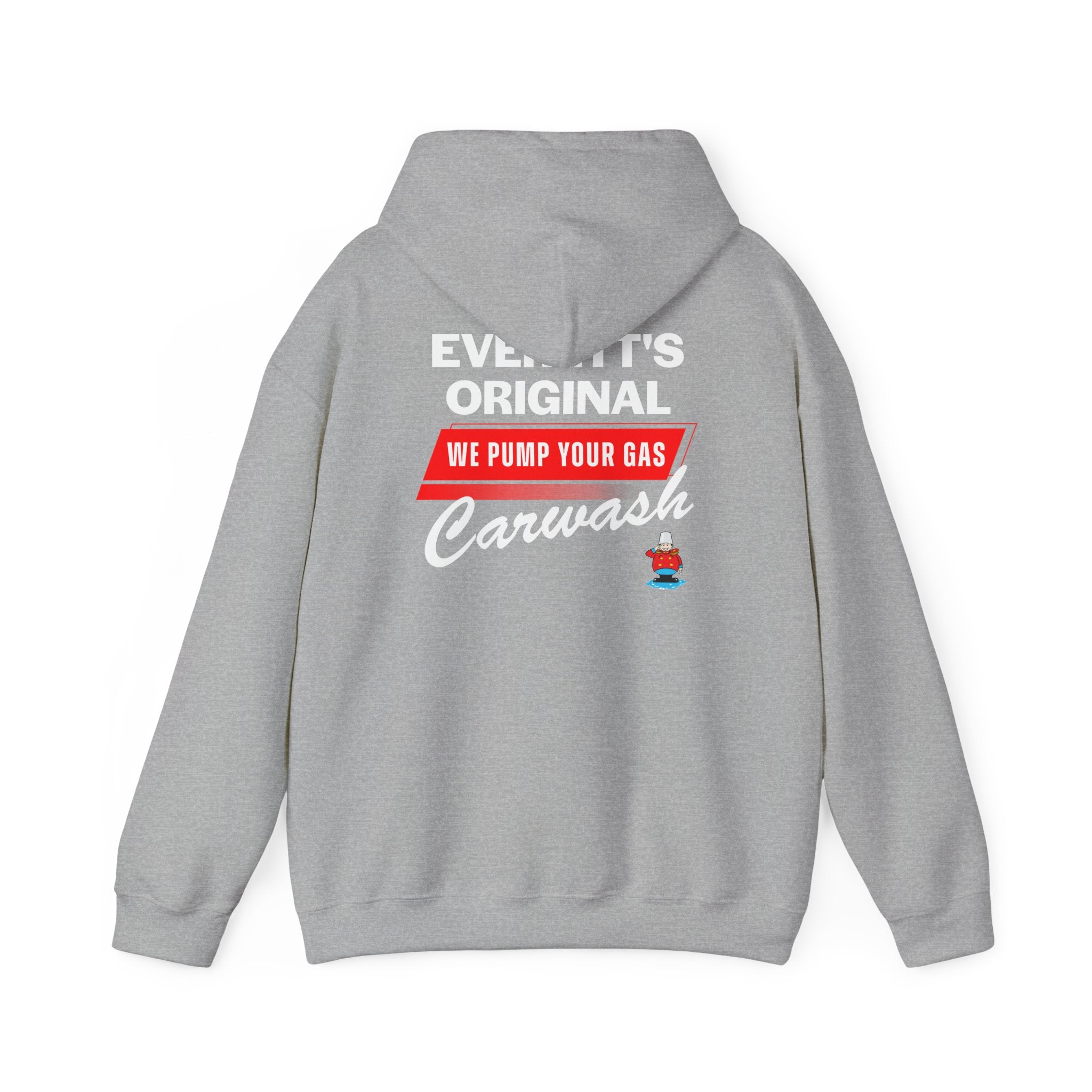 Carwash Crew Hoodie — "Everett's Original We Pump Your Gas" Logo Hooded Sweatshirt
