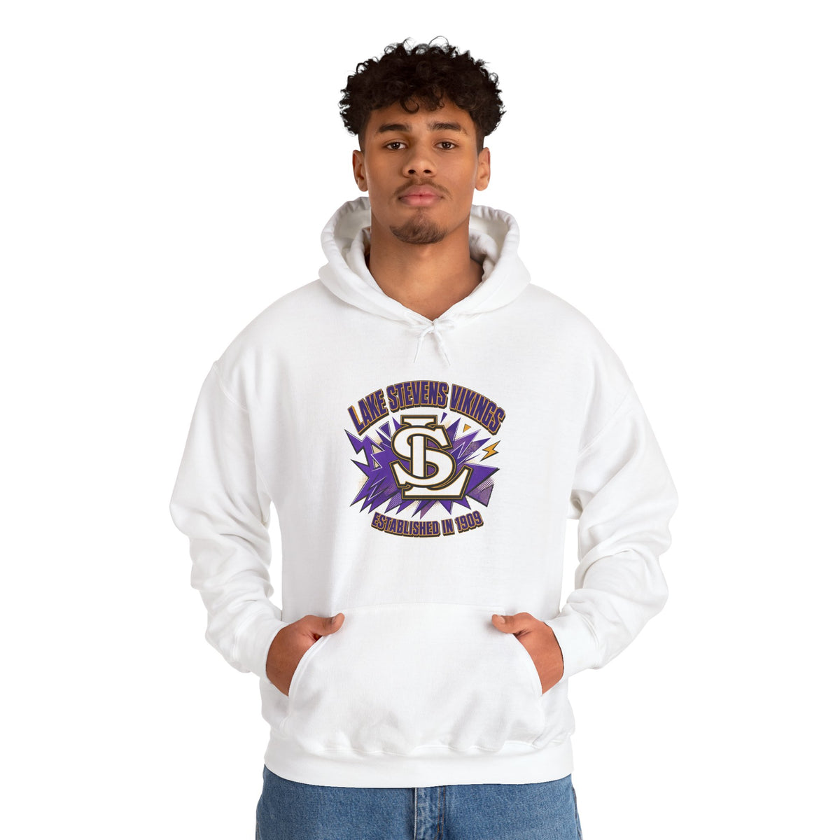Lake Stevens Vikings Hoodie – Retro Lightning Logo Pullover