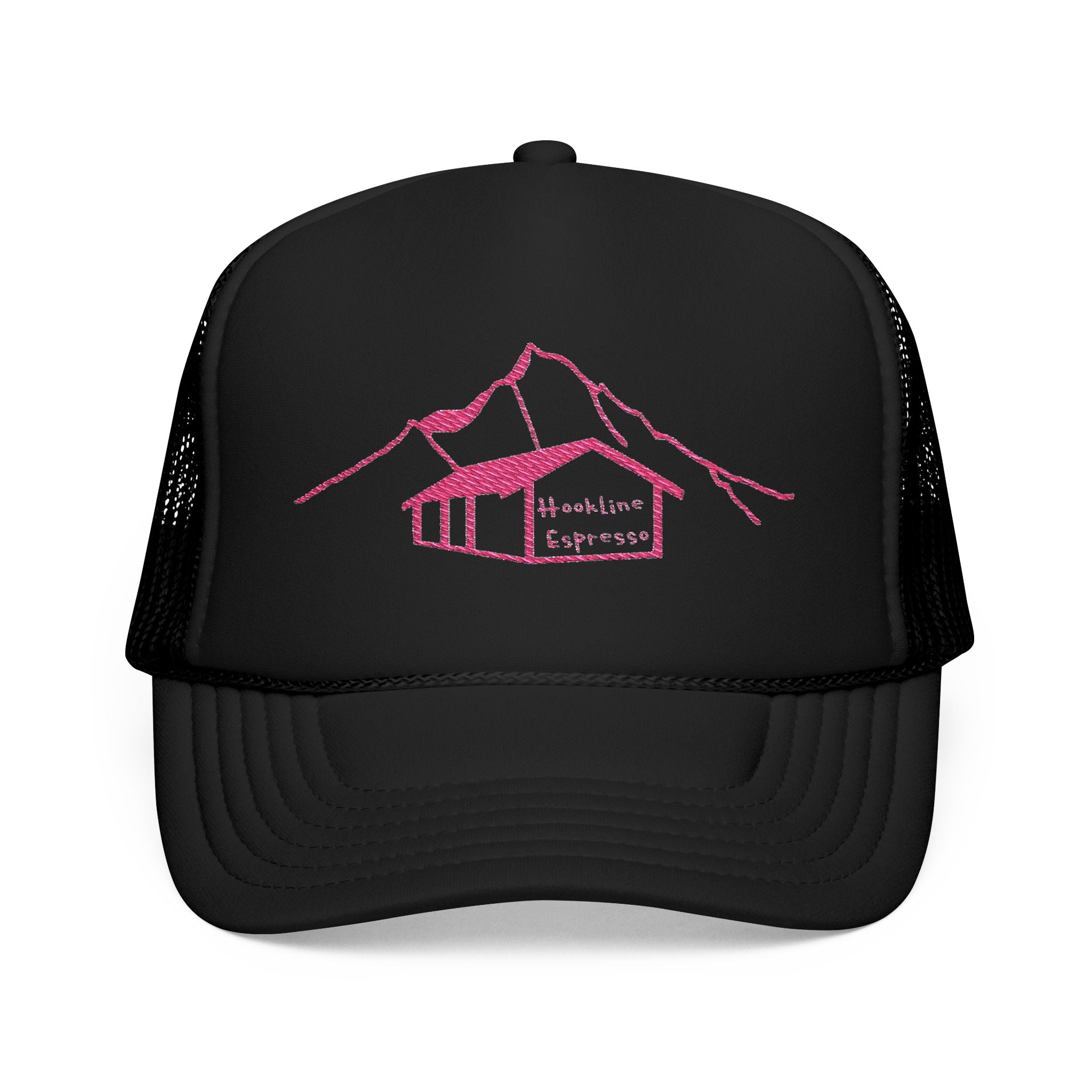 Hookline Espresso Embroidered White Foam Trucker Hat