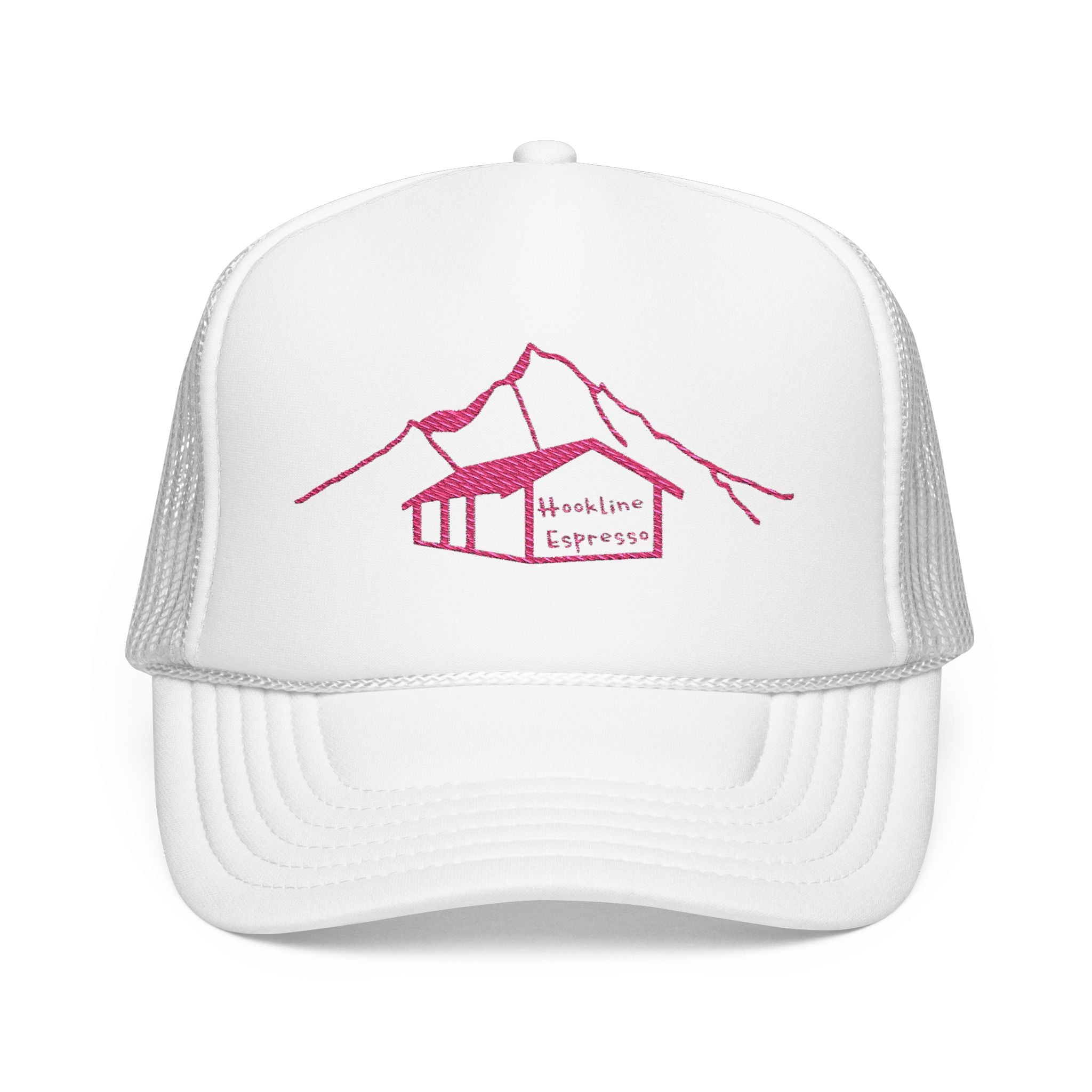 Hookline Espresso Embroidered White Foam Trucker Hat