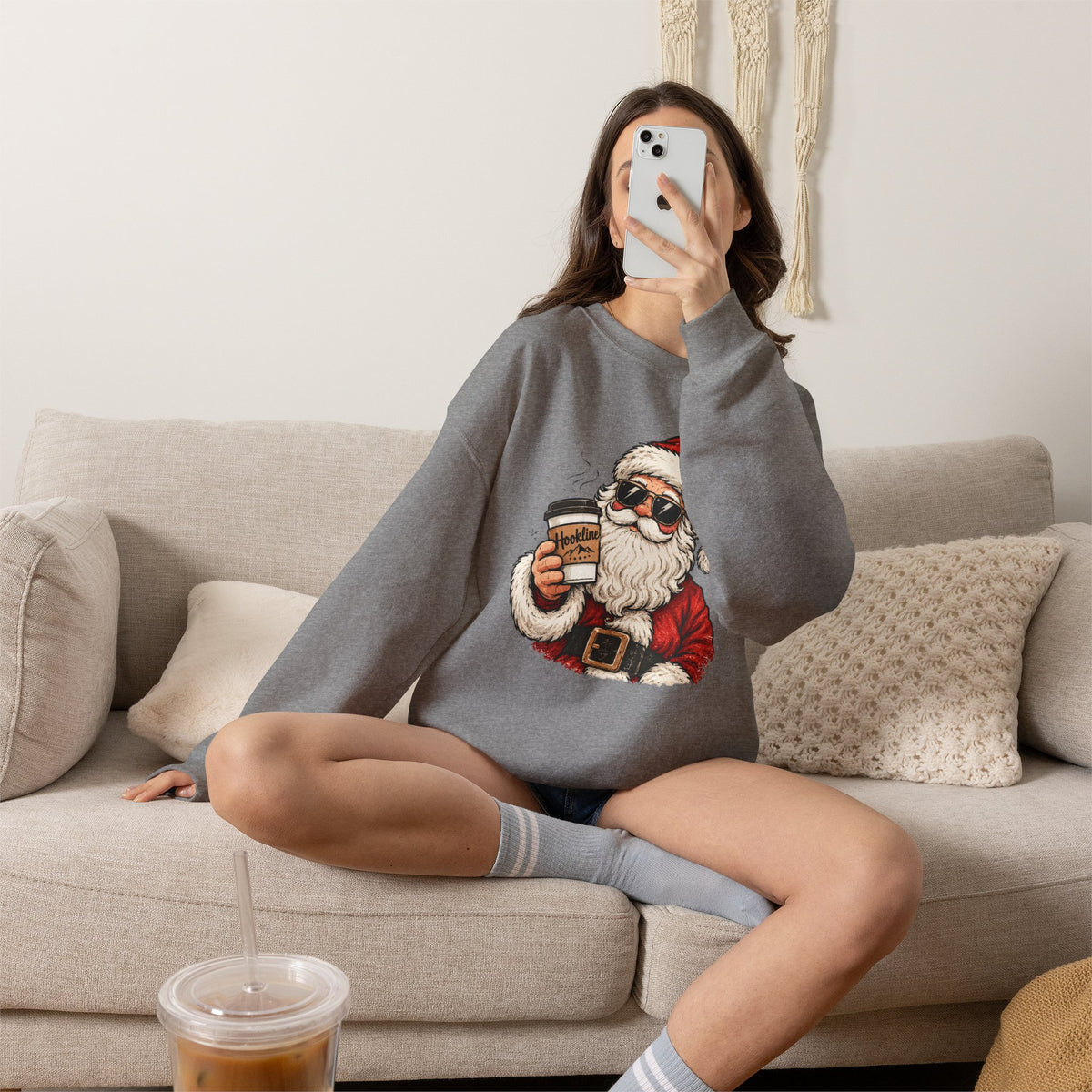 Cool Hookline Santa Christmas Sweatshirt
