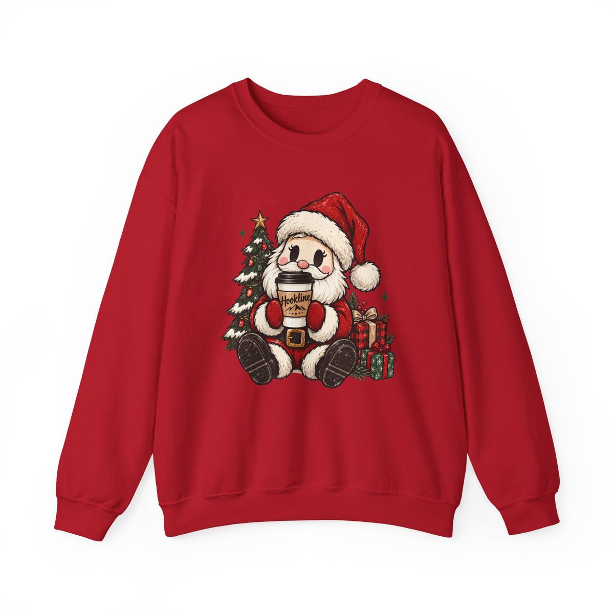 Santa Hookline Christmas Sweatshirt — Cute Cozy Holiday Crewneck