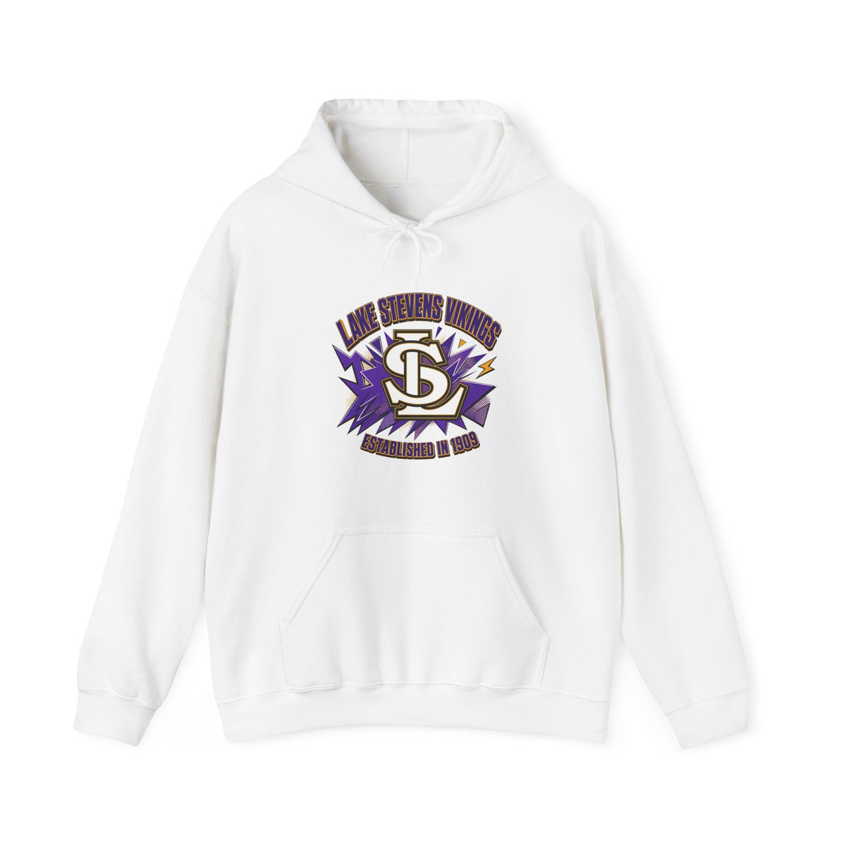 Lake Stevens Vikings Hoodie – Retro Lightning Logo Pullover
