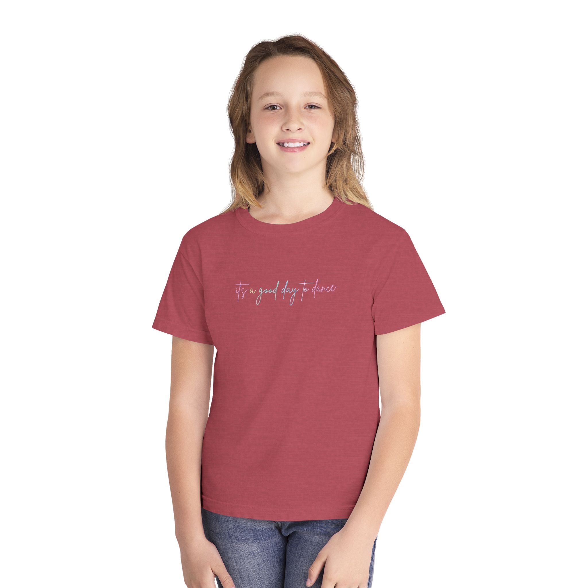 Youth Tee — "It's a Good Day to Dance" Pastel Script Kids T‑Shirt
