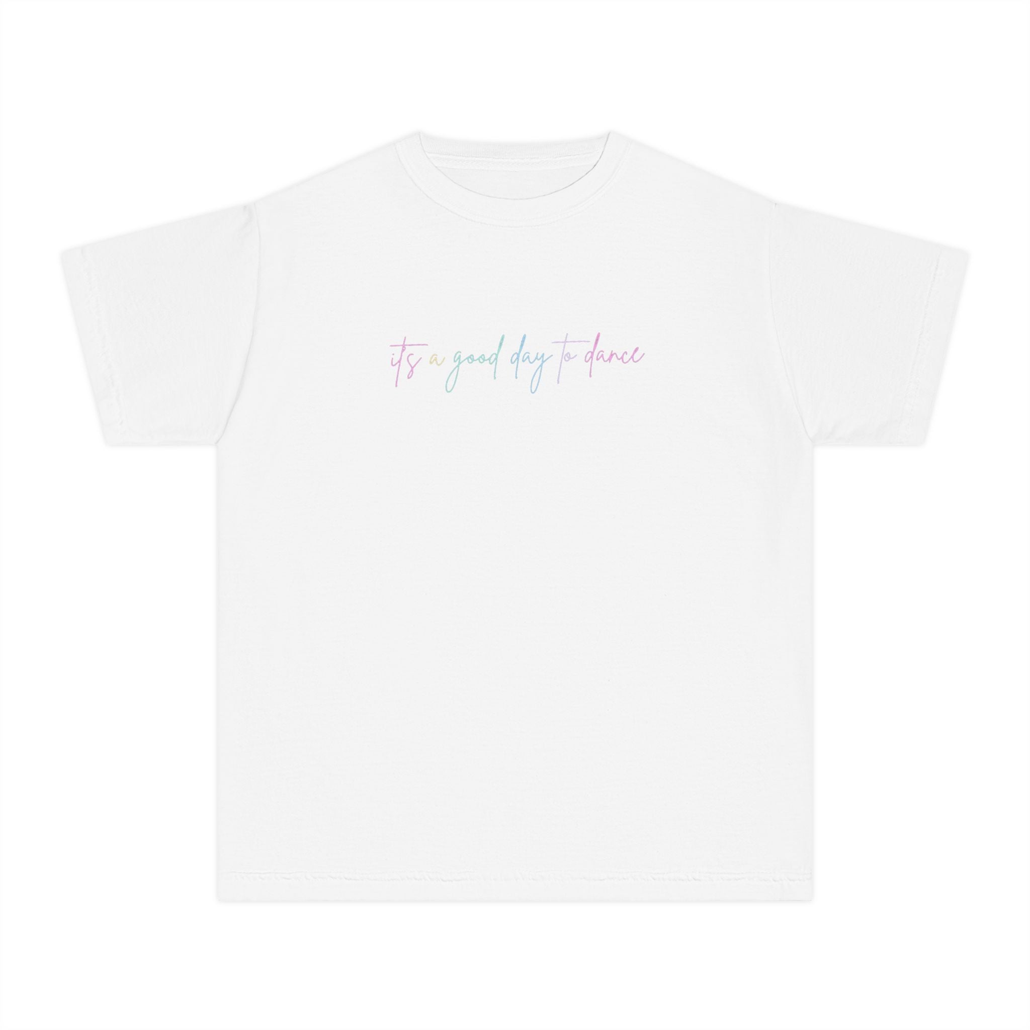 Youth Tee — "It's a Good Day to Dance" Pastel Script Kids T‑Shirt