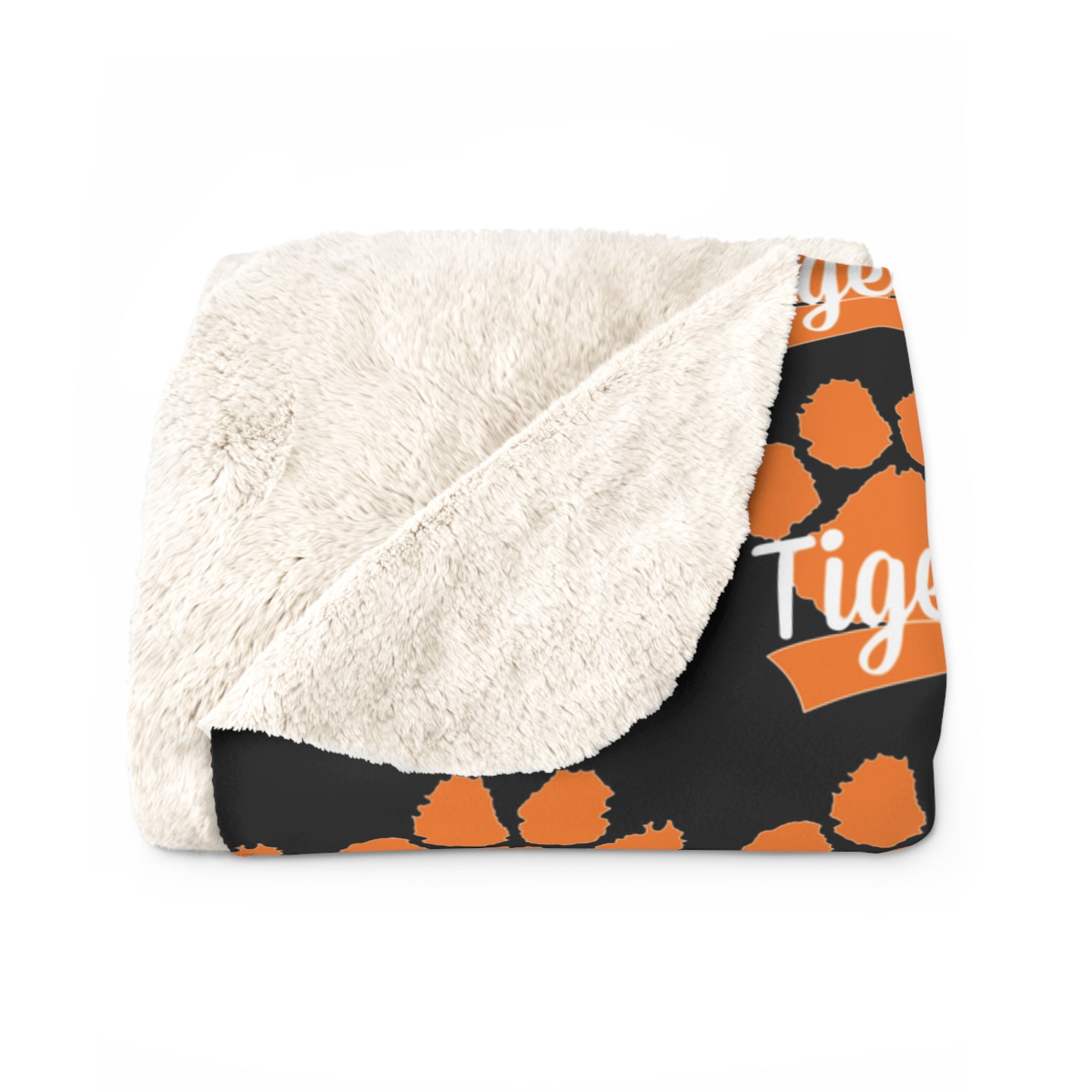 Granite Falls Tigers Sherpa Fleece Blanket — Black Tiger Repeat Logo Cozy Throw