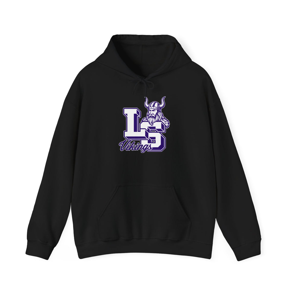 Vikings LS Logo Hoodie — Purple Viking Mascot School Spirit Sweatshirt