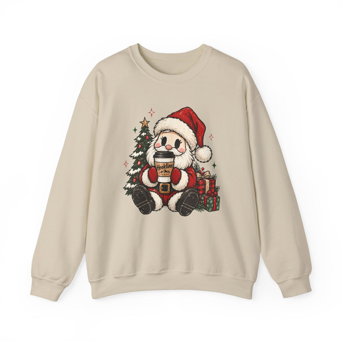 Santa Hookline Christmas Sweatshirt — Cute Cozy Holiday Crewneck