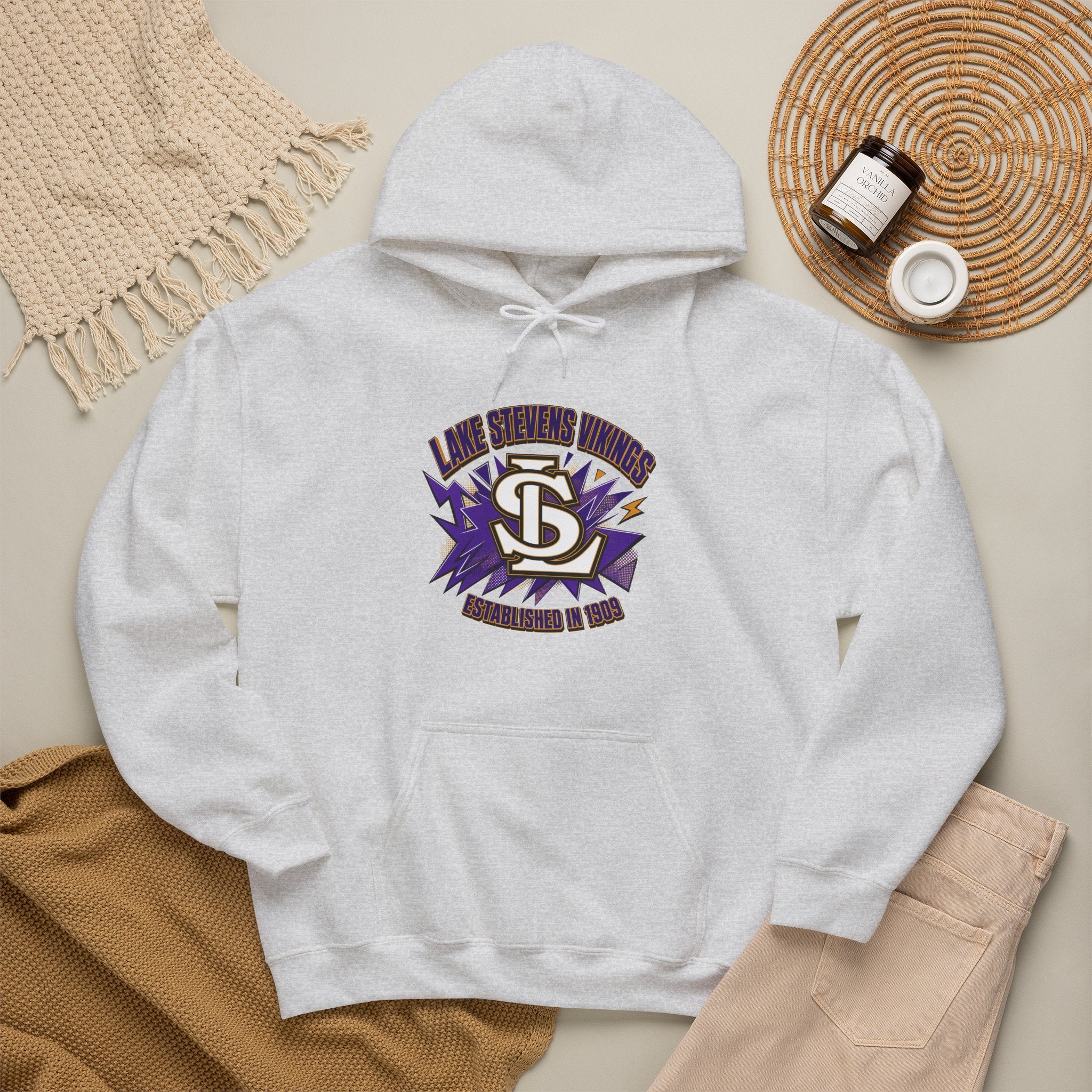 Lake Stevens Vikings Hoodie – Retro Lightning Logo Pullover