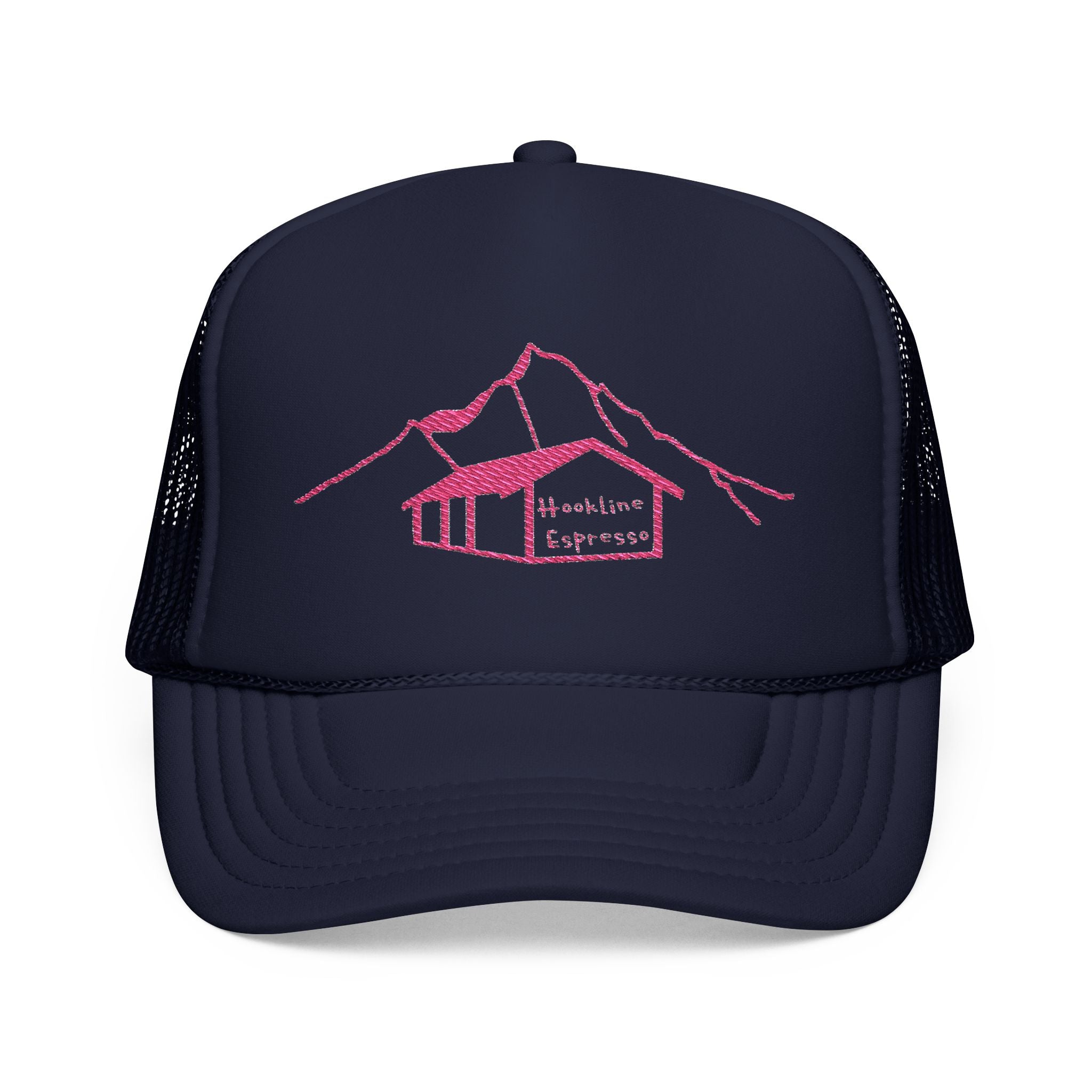 Hookline Espresso Embroidered White Foam Trucker Hat
