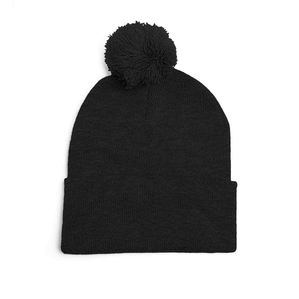 Embroidered Pom-Pom Knit Cap — 'hookline' Script Beanie, Cozy Winter Hat