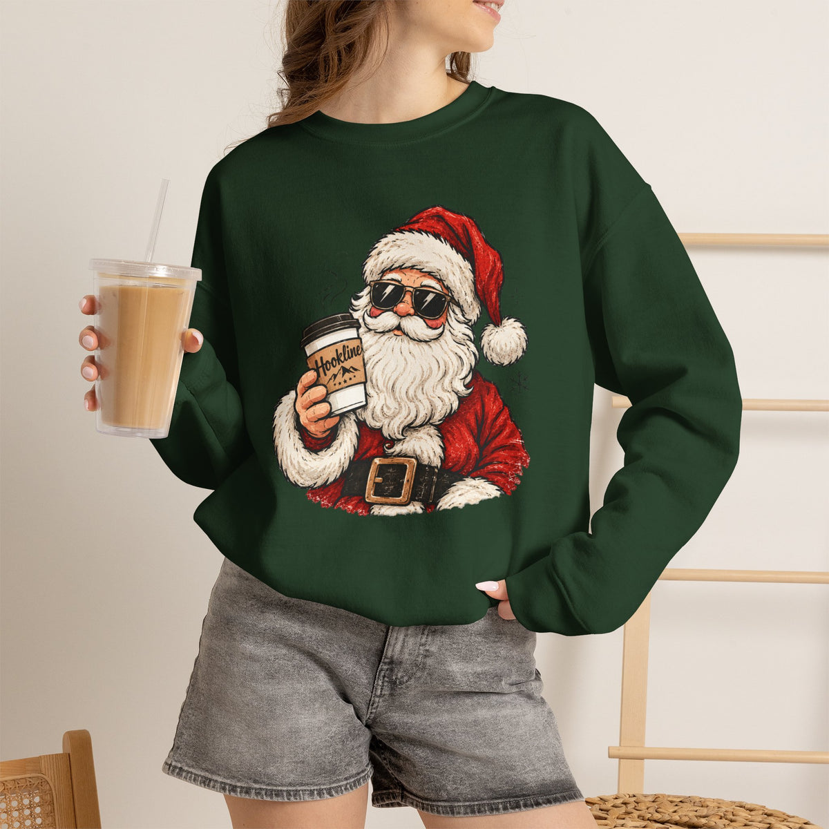 Cool Hookline Santa Christmas Sweatshirt