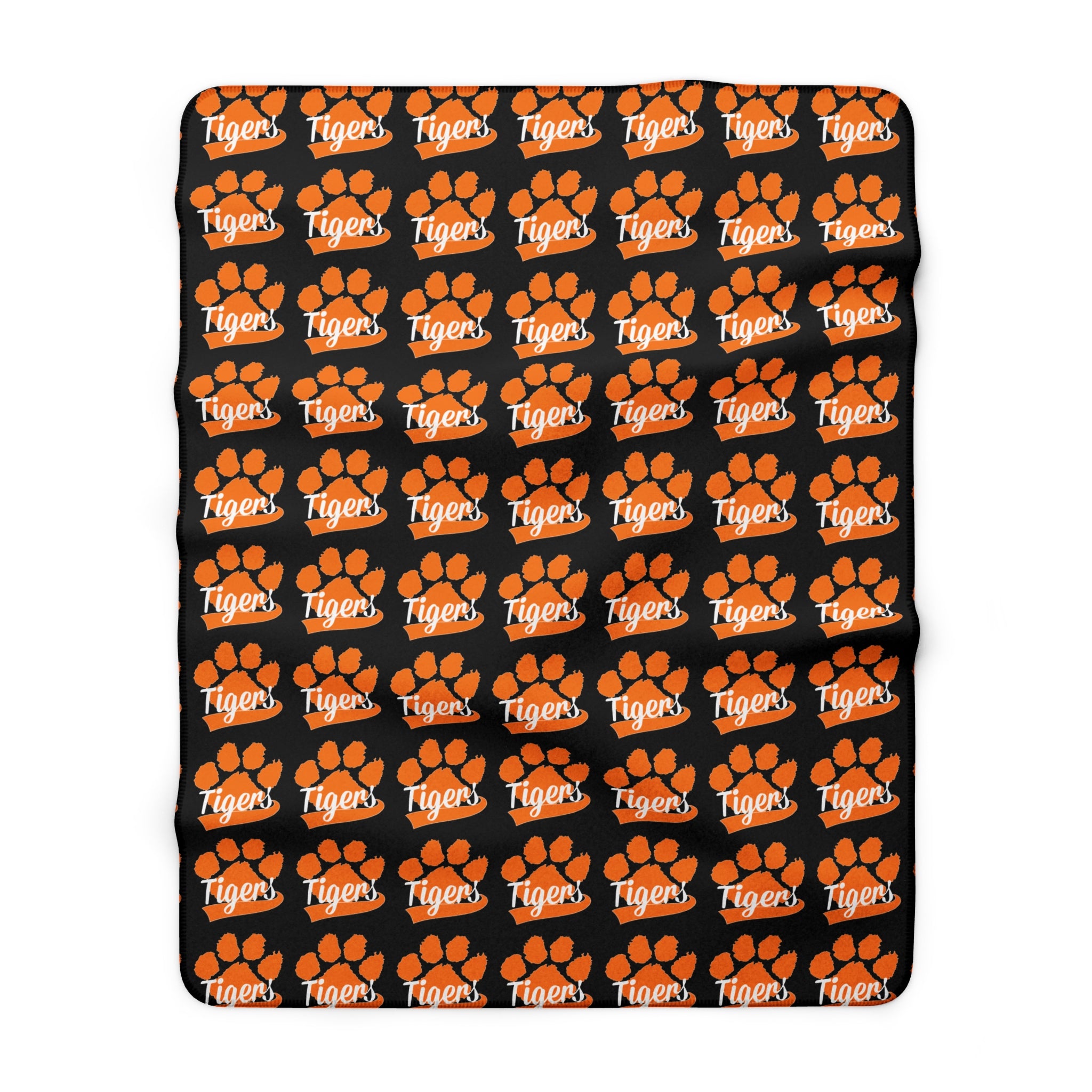 Granite Falls Tigers Sherpa Fleece Blanket — Black Tiger Repeat Logo Cozy Throw