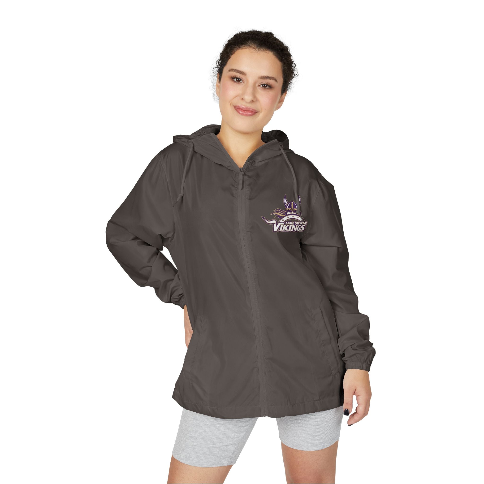 Vikings Logo Windbreaker Jacket — Lake Stevens Team Hoodie-Style Windbreaker