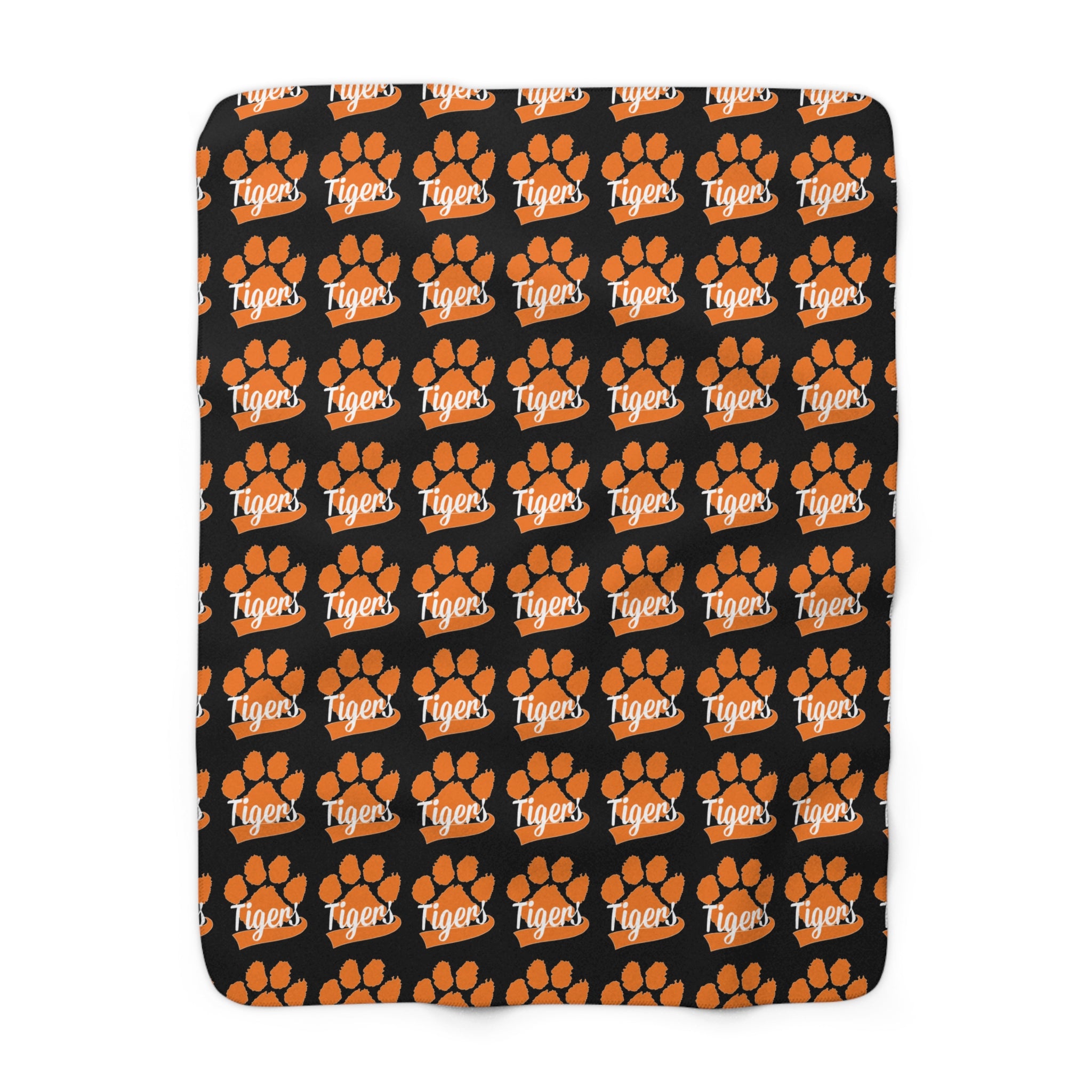 Granite Falls Tigers Sherpa Fleece Blanket — Black Tiger Repeat Logo Cozy Throw