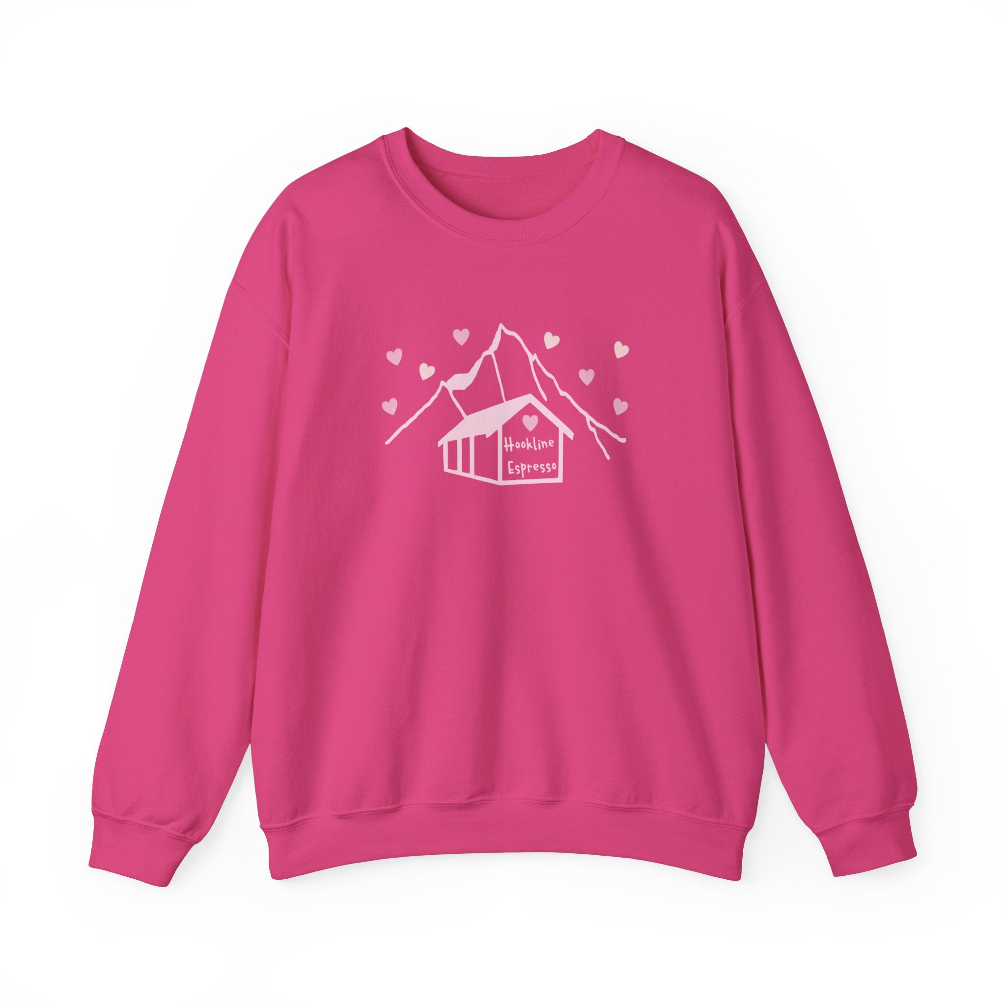 Hookline Classic Logo - Pink Hearts Edition Crewneck Sweatshirt