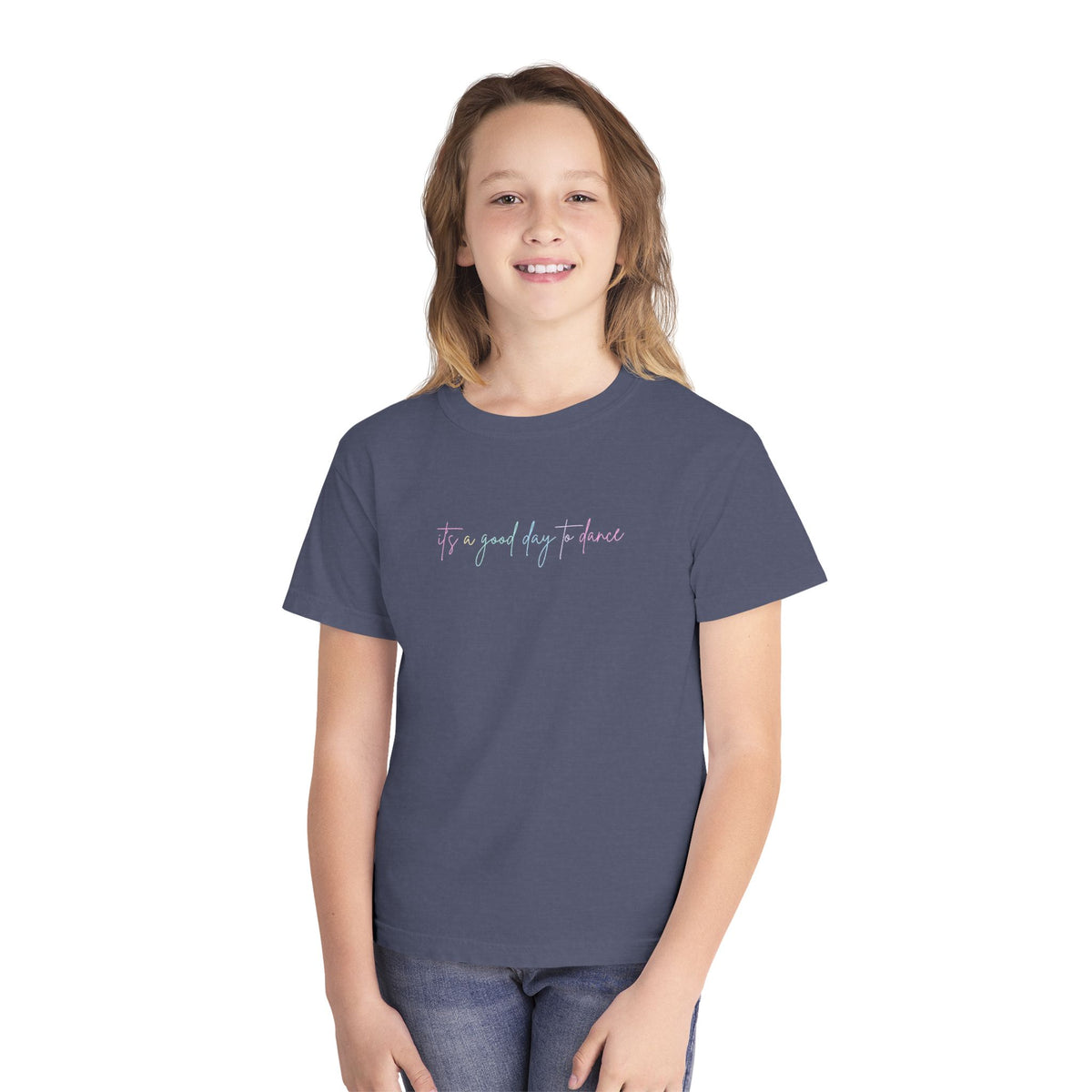 Youth Tee — "It's a Good Day to Dance" Pastel Script Kids T‑Shirt